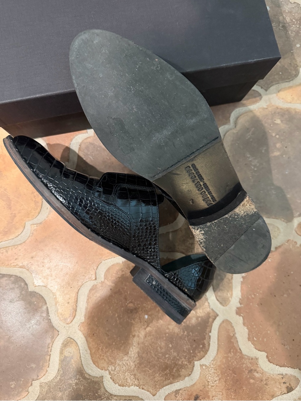Freda Salvador WOMEN’s Black Croc-Embossed Slip-On Loafers - Picture 6 of 6